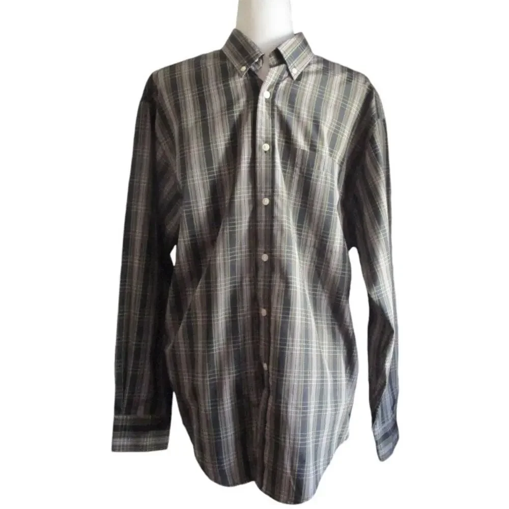 Vintage Y2K Puritan Oversized Plaid Shirt M Dark Academia Quiet Luxury Utility - Picture 17 of 17